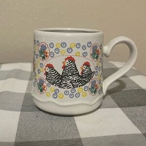 Vintage Chicken Mug | Folk Art Hen Rooster Design | Farmhouse Country Coffee Cup